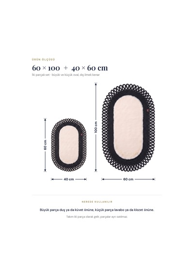 Banyo Paspası Takımı 60x100+40x60 Cm Dış Trikot Bej & Siyah