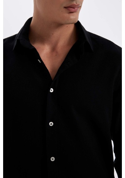 Defacto Siyah Modern Fit Modern Kesim Polo Yaka Düz Pamuklu Uzun Kollu Gömlek D1629AX24AUBK81 Siyah Defacto Siyah Modern Fit Modern Kesim Polo Yaka Düz Pamuklu Uzun Kollu Gömlek D1629AX24AUBK81 Siyah