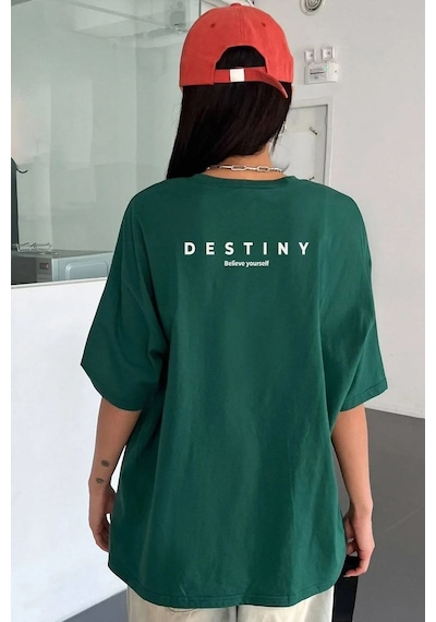 Unisex Destiny Baskılı T-shirt Yeşil