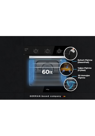 Tommatech TAF6006BSM A 60 L Ankastre Elektrikli Fırın Siyah