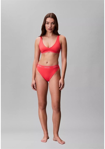 Calvin Klein Kadın Kalın Askı Ck Yazı Desenler Slim Fit Süngerli Pembe Bikini Üstü-16148