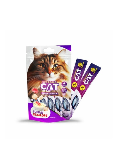 Euro Gold Cat Ton Balığı Ve Deniz Tarağı Aromalı Sıvı Kedi Ödülü 5x15gr