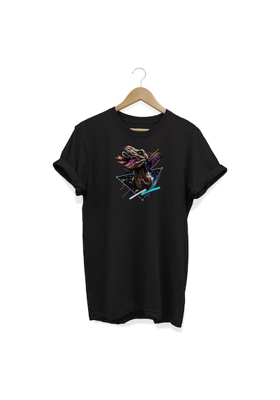Trex Dinazor Baskılı %100 Pamuk Regular Fit Siyah T-shirt Siyah