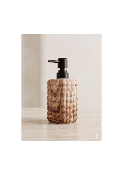 Dekoratif Seramik Bubble Sabunluk -400ml- 17x7x7 Cm Kahverengi - Mermer