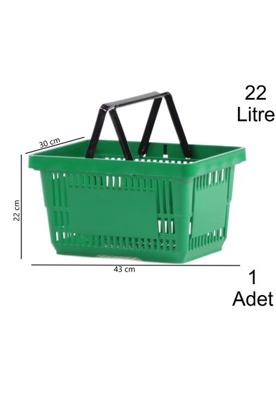 22 Litre Plastik Market Alışveriş El Sepeti Yeşil 1 Adet / En:30 Boy:43 Yükseklik:22 Cm Yeşil