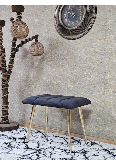 Zafir Gold Sivriltme Ayaklı 60 Cm Puf Bench - Puf - Bench - Oturak - Mutfak Oturağı - Antre Oturağı Füme