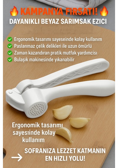 Sarımsak Rendesi Zencefil Ezeceği Sarımsak Ezici Jumbo Sarımsak Ezeceği 1 Adet Beyaz Plastik Diğer