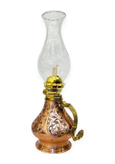 İşlemeli Bakır Gaz Lambası Büyük Boy, G10085