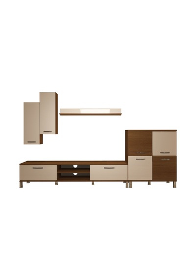 Decoraktiv Eko 6 Mdf Dvd Krom Ayaklı Tv Ünitesi Tv Sehpası Ceviz - Beyaz