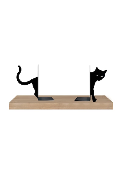 Hobi Demir Sanat Kedi Figürlü Dekoratif Metal Kitap Tutucu