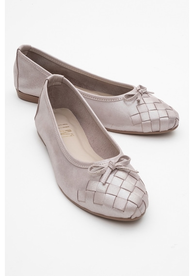 Luvishoes Luvi Shoes 03 Bej Simli Hakiki Deri Kadın Babet Ayakkabı Bej