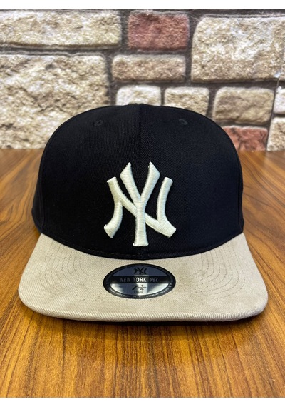 Hamze Ny Newyork Nakışlı Hiphop Snapback Rapper Drip Şapka Cap Siyah - Bej