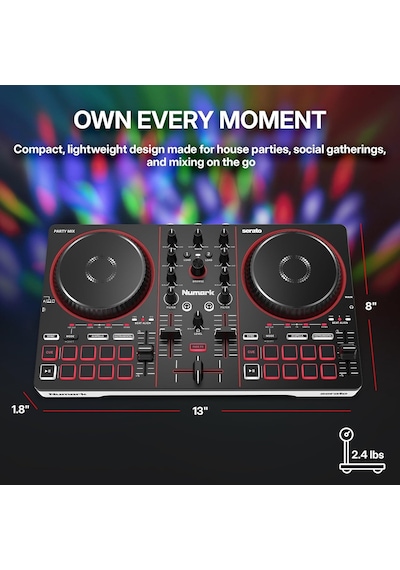 Tr Party Mix Iıı Dahili Işıklı Bluetooth Dj Controller 2 Deck, 16 Pad, Stems Kontrolü, Beat Assist, Smart Fader,