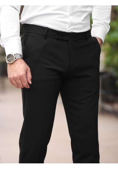 A Kalite Slim Fit Likralı Kumaş Pantolon Siyahh
