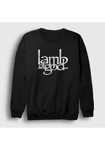 Presmono Unisex Logo Lamb Of God Sweatshirt Siyah