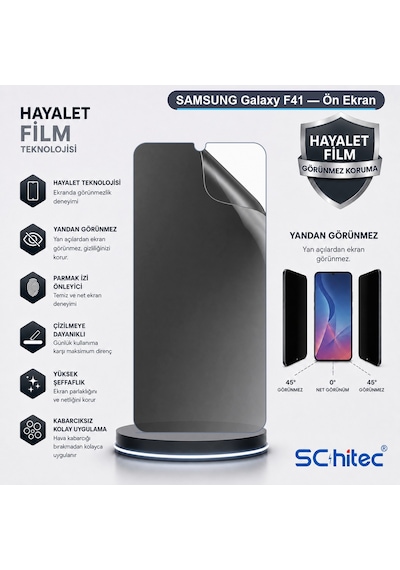 Samsung Galaxy F41 Uyumlu Ön Yüzey Hayalet Privacy Hidrojel Ekran Koruyucu 45211636