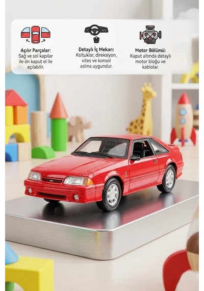 Maisto Lisanslı 1993 Ford Mustang Svt Cobra 1:24 Kapıları Ve Kaputu Açılan Metal Model Araba