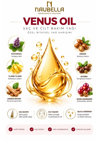 Venüs Oil / Saç Ve Cilt Bakım 120 Ml / Gün Boyu Etkileyici Koku / Ağırlık Yapmaz