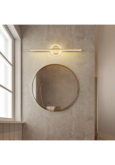Teknozeel Modern Dekoratif Led Günışığı Duvar Ayna Resim Aplik Aydınlatma 38cm Eskitme Pil Dahildir Gold Sarı