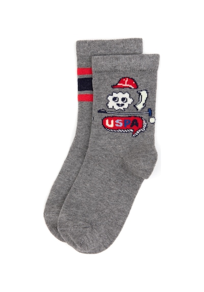 U.S. Polo Assn. U.s. Polo Assn. Erkek Çocuk Gri Melanj Çorap Soket 50318054-vr086