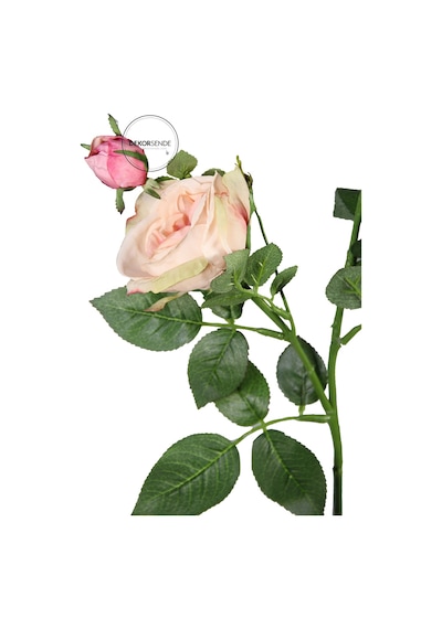 Yapay 3'lü Açmış Bahçe Gülü Dalı Pembe 66 Cm Pembe