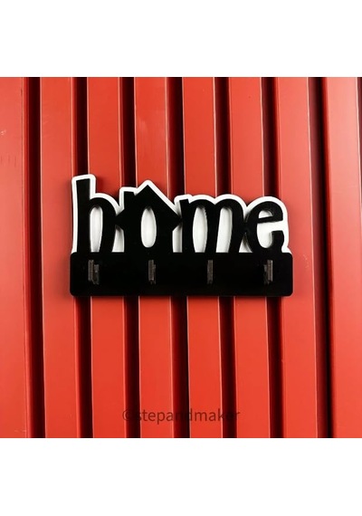 Home Ahşap Duvar Dekoru Anahtar Askısı Dekoratif Anahtar Askılığı Hediyelik 17x9cm Siyah Beyaz