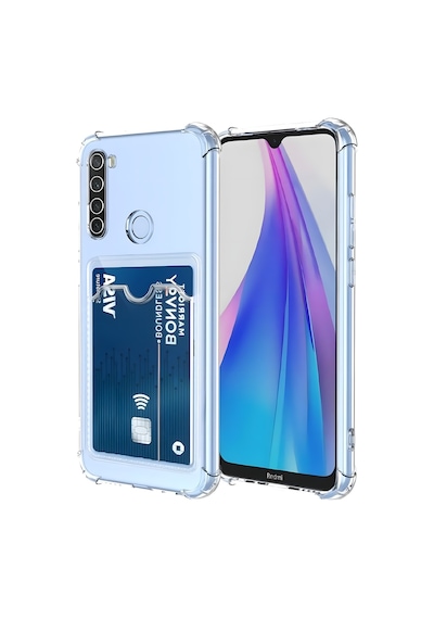 Fibaks Redmi Note 8 Uyumlu Kılıf Kamera Koruma Ve Köşe Korumalı Arkası Kartlıklı Cüzdanlı Darbe Emici Kapak