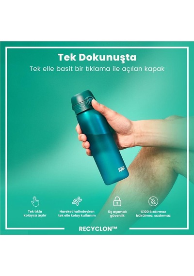 Ion8 - İnce Suluk - Deniz Mavisi - 500 Ml - Sızdırmaz - Bpa İçermeyen Mavi