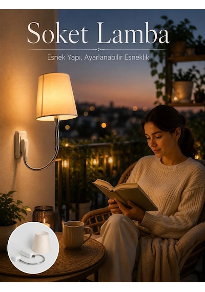 Priz Lambası Esnek Kollu Yatak Başı Aydınlatma Diğer