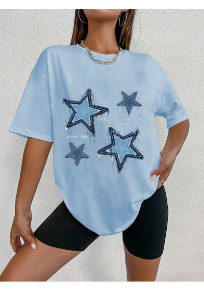 Uyguntarz Unisex Eternal Light Baskılı Tasarım Tshirt Bebe Mavisi