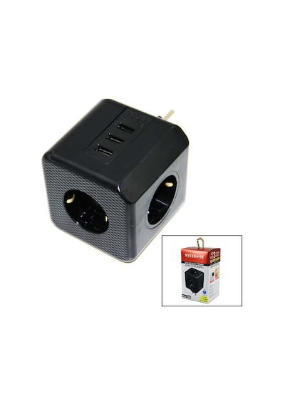 Winnboss Wınnboss-3440 Termal Akım Korumalı Duvar Tipi Priz Siyah 2500w 3x Usb 3'lu Priz 10a Diğer