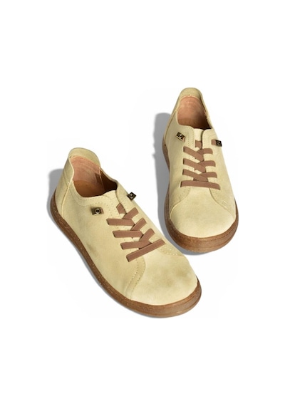 Fox Shoes Y999364003 Bej Hakiki Deri Süet Kadın Spor Ayakkabı Sneakers Bej