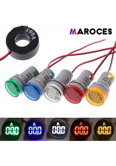 22Mm Dijital Ampermetre 0-100A Arası Ac Ampermetre Kırmızı