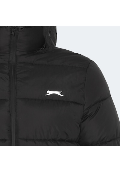 Slazenger GANEA IN Büyük Beden Erkek Kapüşonlu Şişme Siyah Mont & Kaban
