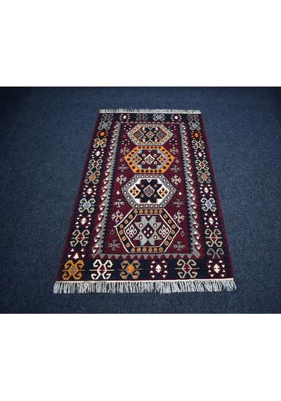 Zehra Abla Halı Antika El Dokuma Şaheser Sivas Gürün Yün Kilim 7403 Çok Renkli