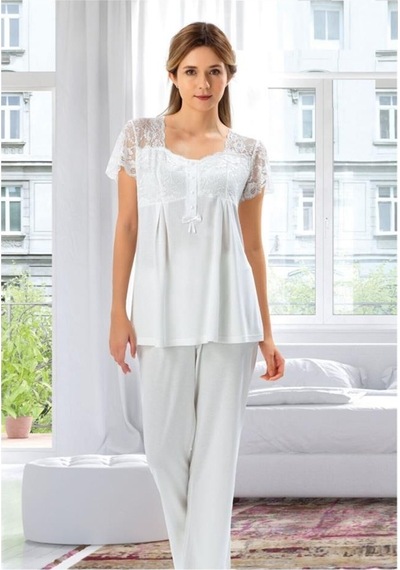 Birolgaye Duchesse 3008 Ecru Hamile Lohusa 3 Lü Pijama Sabahlık Tk (535994761)