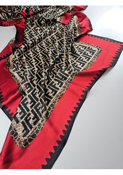 Miorel Scarfs Premium Yeni Sezon F Desen İpek Vual Şal Silk Scrafs Shawl Hijab Kırmızı