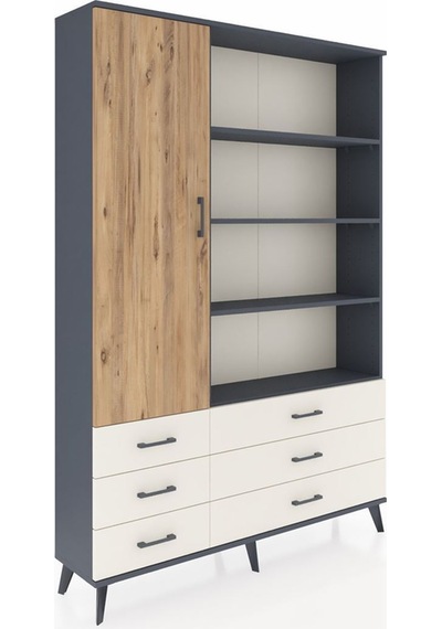 Arges Dolap 8 Raflı 6 Çekmeceli Tek Kapaklı 132x30x195 Antrasit-çam/aytaşı Atlas Çam/aytası Arges Dolap 8 Raflı 6 Çekmeceli Tek Kapaklı 132x30x195 Antrasit-çam/aytaşı Atlas Çam/aytası