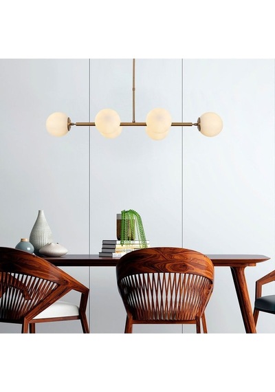 Altılı Gold Model Modern Glop Beyaz Camlı Avize