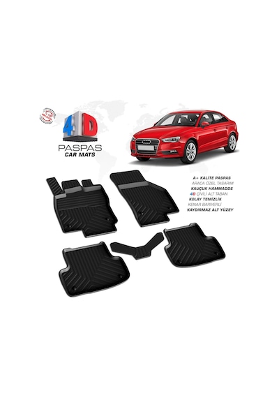 Audi A3 4d Araca Özel Havuzlu Kauçuk Paspas 2013 Ve Üzeri Hb Sd