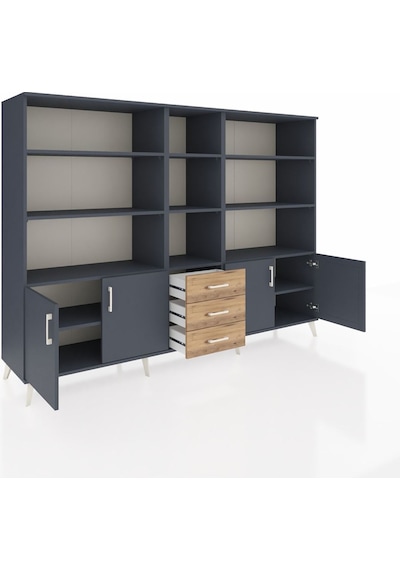 Hyperion Dolap 11 Raflı 3 Çekmeceli 4 Kapaklı 220x44x163 Antrasit Antrasit-antrasit/çam Hyperion Dolap 11 Raflı 3 Çekmeceli 4 Kapaklı 220x44x163 Antrasit Antrasit-antrasit/çam