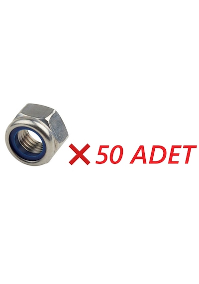 Paslanmaz Fiberli Somun. M8. 50 Adet. 8mm.