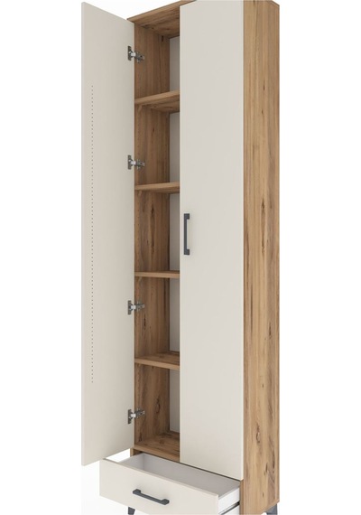Arges Dolap 5 Raflı Tek Çekmeceli 2 Kapaklı 60x30x221 Çam-aytaşı Çam