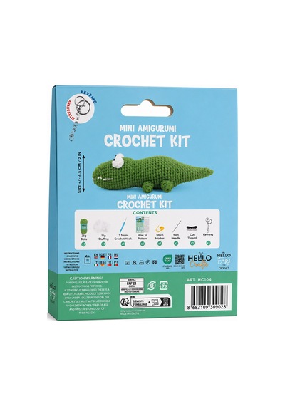 Bakgelal Mini Amigurumi Timsah Yapım Kiti, Anahtarlık Dıy Hobi Seti, Video Anlatımlı