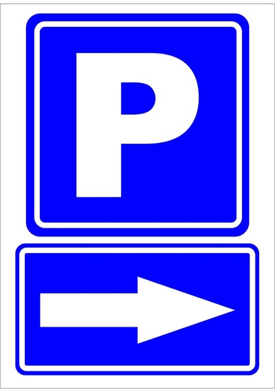 P Otopark Sağ Yön Levhası Levha 50x70 Cm Galvaniz Saç 0,4 Mm