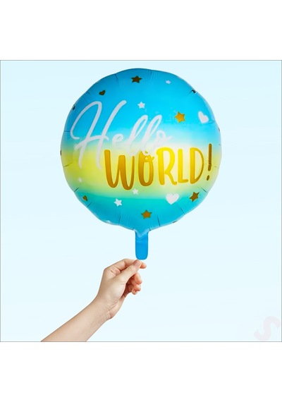Hello World Baby Folyo Balon, 45cm - Mavi