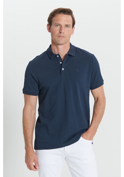 AC&Co / Altınyıldız Classics Erkek Lacı Slim Fit Dar Kesim Polo Yaka %100 Pamuk Kısa Kollu Tişört Lacı Lacivert