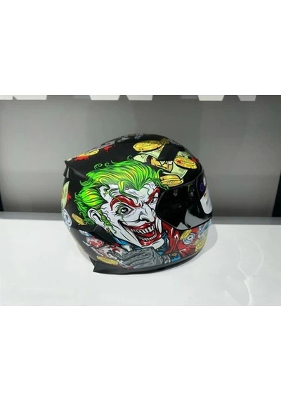 Sway Sw 820 Ugly Fulla Face Gümüş Vizör Motosiklet Kaskı Sarı - Kırmızı
