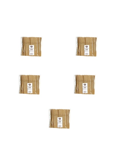 Roll-up Doğaya Dönüş Ekolojik Doğal Körüklü Kraft Kağıt Pipet 6 MM 5 x 100'lü 19.5 CM