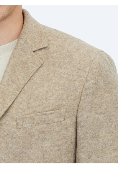 Kip Bej Desenli Modern Fit Yün Karışımlı Örme Ceket Bej